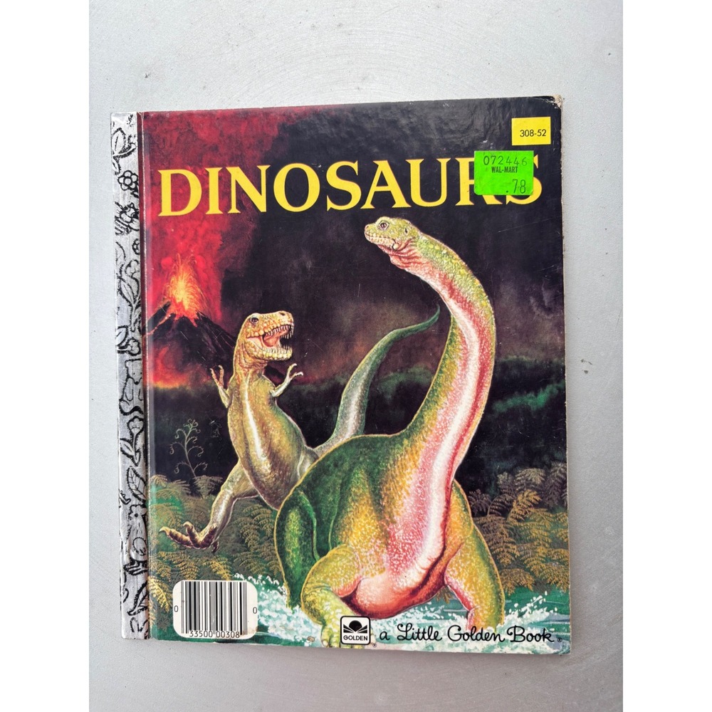 Vintage Little Golden Book Dinosaurs Jane Werner Watson Silver Foil Spine 308-52